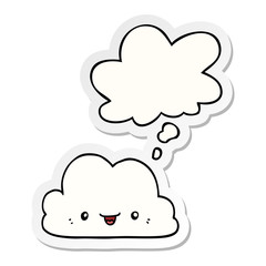 cute cartoon cloud and thought bubble as a printed sticker