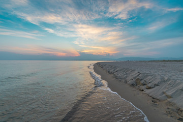 Sunset on the beaches of Keramoti, Kavala, Greece
