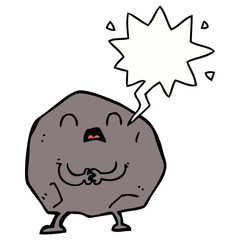 Obraz premium cartoon rock and speech bubble