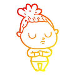 warm gradient line drawing cartoon calm woman
