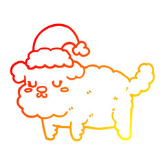 warm gradient line drawing cute christmas dog
