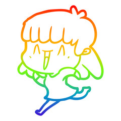 rainbow gradient line drawing cartoon woman