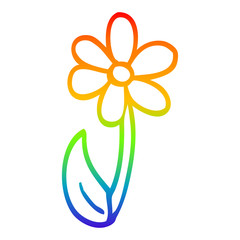 rainbow gradient line drawing cartoon single flower