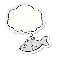 cartoon fish and thought bubble as a printed sticker