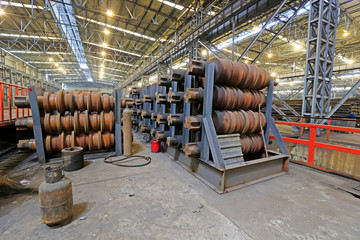 Steel roller in the workshop