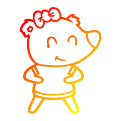 warm gradient line drawing female bear cartoon