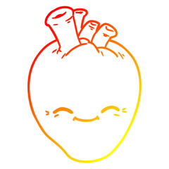 warm gradient line drawing cartoon happy heart