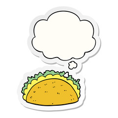 cartoon taco and thought bubble as a printed sticker