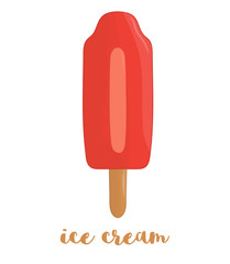 Vector illustration of colorful ice-cream. Sweet summer dessert. Drawing of ice isolated on white background..
