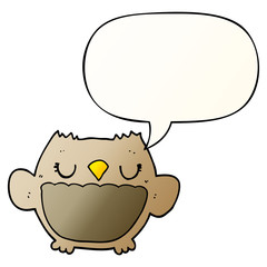cartoon owl and speech bubble in smooth gradient style