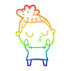 rainbow gradient line drawing cartoon calm woman