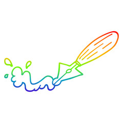rainbow gradient line drawing cartoon fountain pen