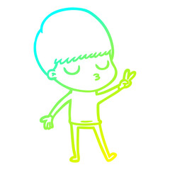 cold gradient line drawing cartoon calm boy