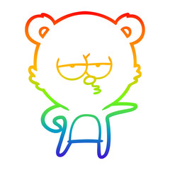 rainbow gradient line drawing bored bear cartoon