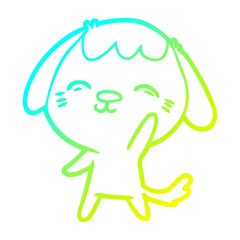 cold gradient line drawing happy cartoon dog