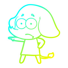 cold gradient line drawing cartoon unsure elephant girl pointing