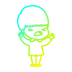 cold gradient line drawing cartoon stressed man