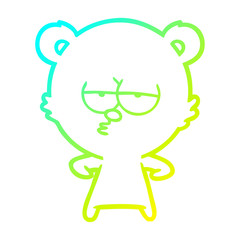 cold gradient line drawing bored polar bear cartoon