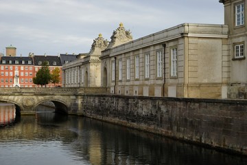 Fototapeta na wymiar Marmorbroen view towards an entrance to Christiansborg Palace