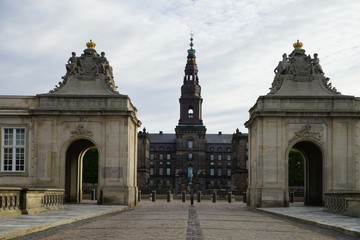 View from Marmorbroen towards Christiansborg Palace and Equestrian statue of Christian IX