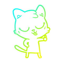 cold gradient line drawing happy cartoon cat
