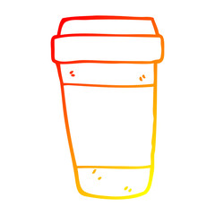 warm gradient line drawing cartoon coffee cup
