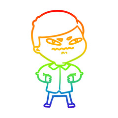 rainbow gradient line drawing cartoon angry man