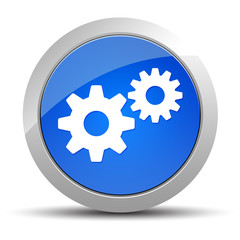 Settings process icon blue round button illustration