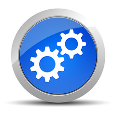 Settings process icon blue round button illustration