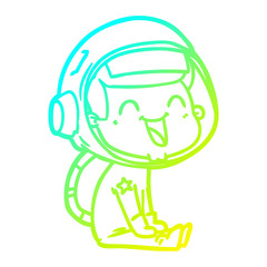 cold gradient line drawing happy cartoon astronaut