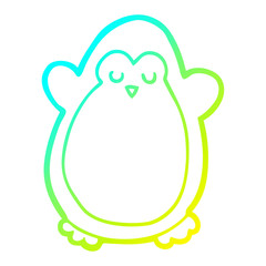 cold gradient line drawing cartoon penguin