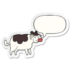 cartoon cow and speech bubble sticker