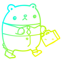 cold gradient line drawing cartoon bear in work clothes