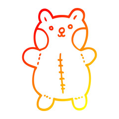 warm gradient line drawing cartoon teddy bear