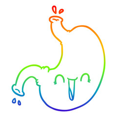 Fototapeta premium rainbow gradient line drawing cartoon happy stomach