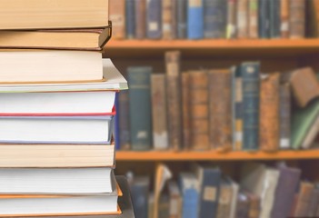 Stack of books, education and learning background