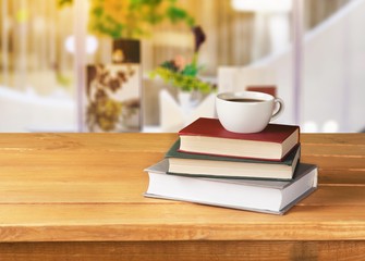 Stack of books, education and learning background