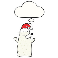 cute cartoon christmas bear and thought bubble