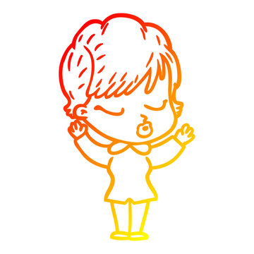 recommend clip art: warm gradient line drawing cartoon woman with eyes shut