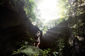 Woman in jungle on Bali, Indonesia 