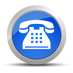 Telephone icon blue round button illustration