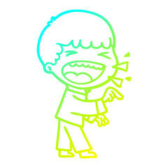 cold gradient line drawing cartoon laughing man