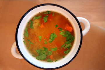 Hot fresh chicken soup. Home food