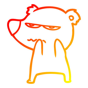 recommend clip art: warm gradient line drawing annoyed bear cartoon