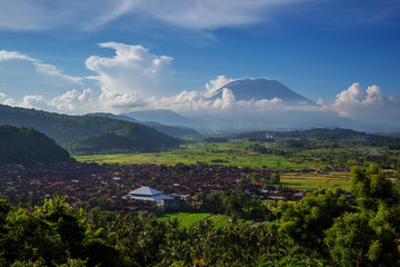 Agung volcano is the highest mountain on Bali island, Indonesia.