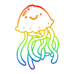 rainbow gradient line drawing cartoon happy jellyfish