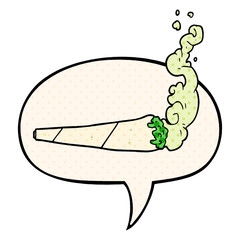 cartoon marijuiana joint and speech bubble in comic book style