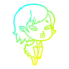 cold gradient line drawing cute cartoon vampire girl