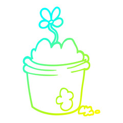 cold gradient line drawing cartoon flower pot