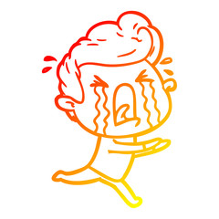 warm gradient line drawing cartoon crying man